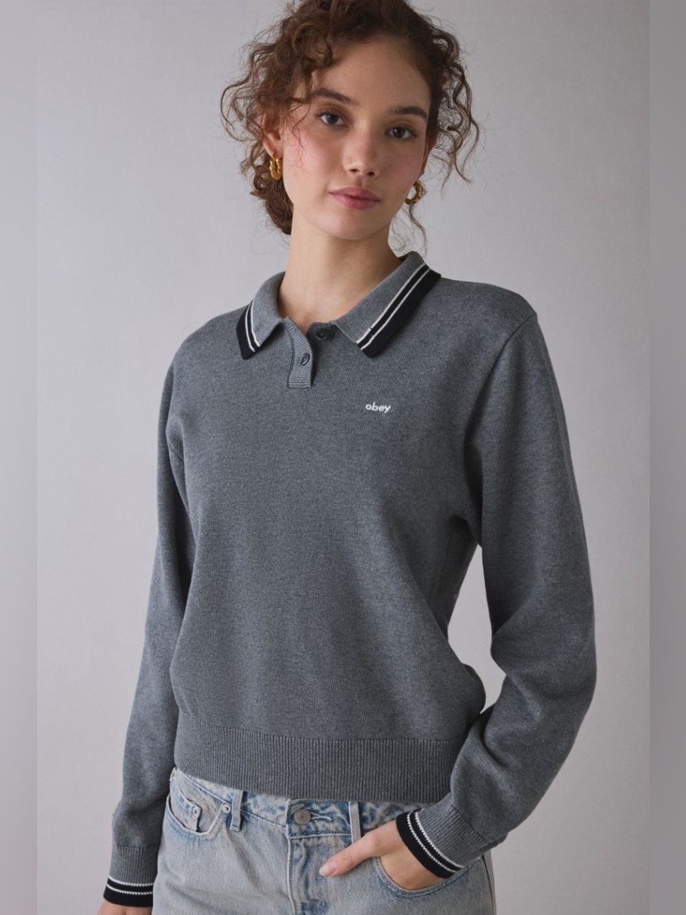 OBEY Goalie Polo Sweater NWT Size S